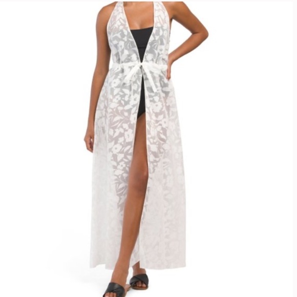 MILLY Dresses & Skirts - MILLY White Dominique Burnout Floral Cover-up Maxi Dress (Size M/L)